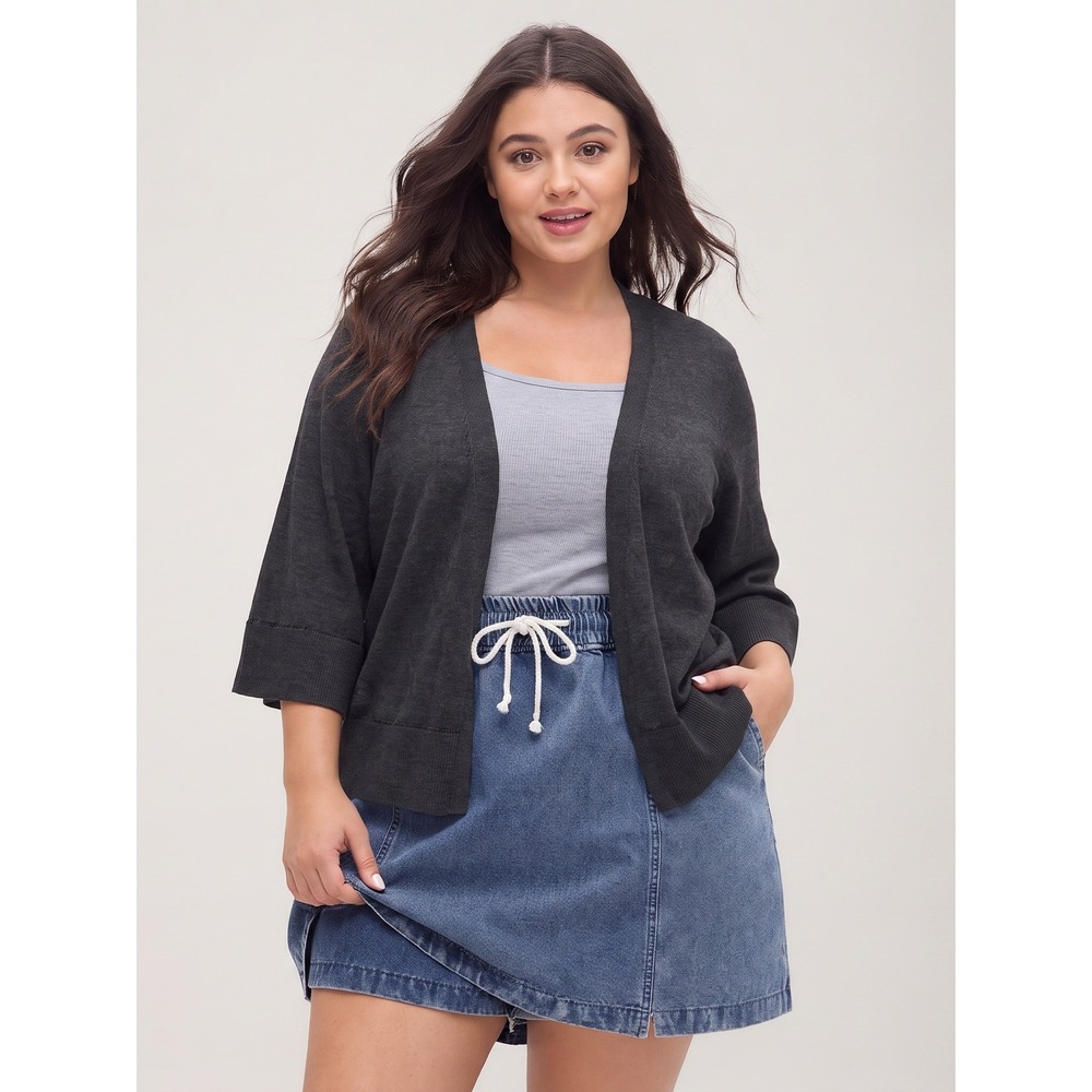 Tommy Bahama Lexi Bell Sleeve Dress Cardigan M Black Open Front Sweater NWT